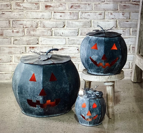 Black Tin Pumpkins S/3