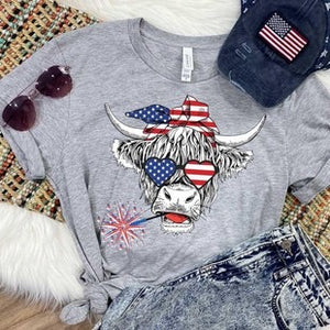 4th of July Highland Cow T-Shirt