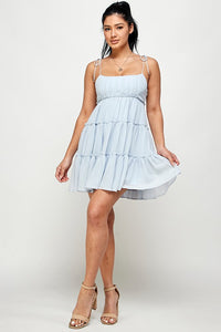 layered babydoll dress Dream Chaser Frill Hem Babydoll Dress White