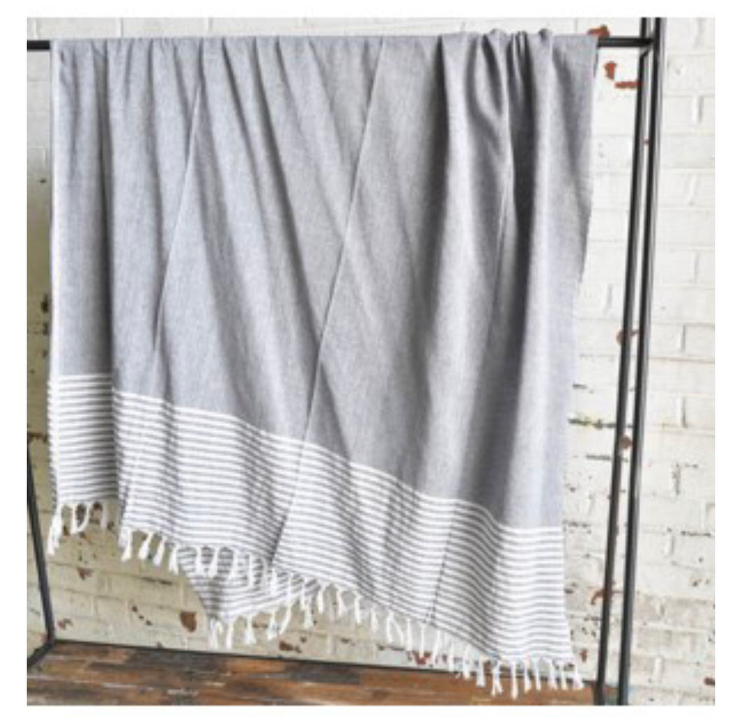 Charcoal throw with stripe