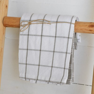 Grey & White Dish Towels (Set of 3)