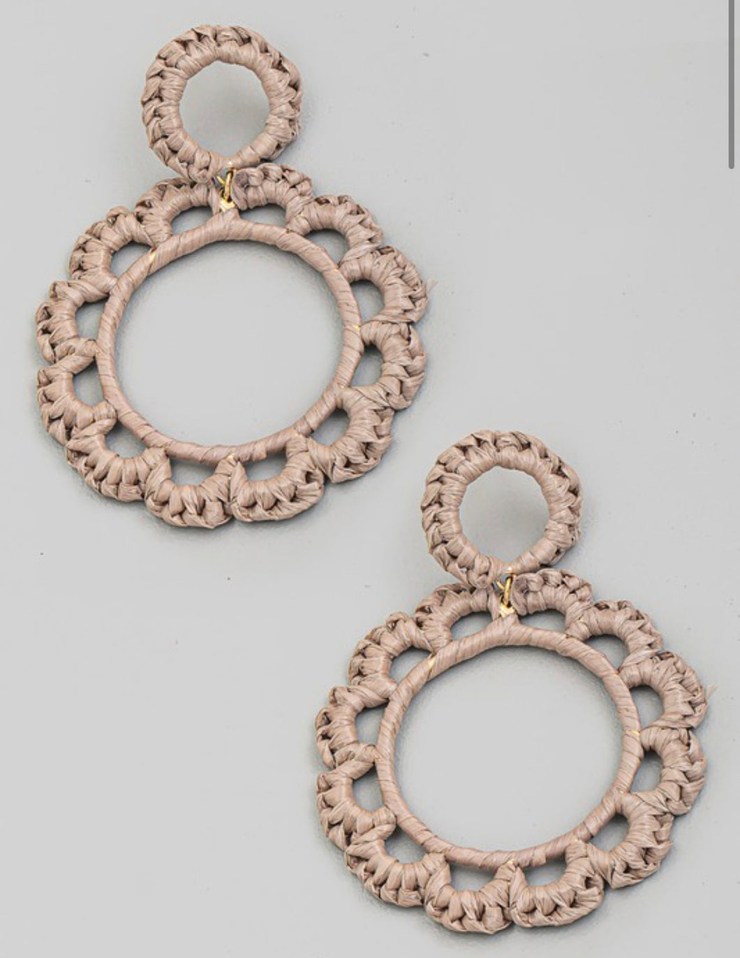 Floral Raffia Circle Earrings