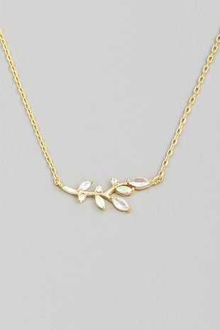 Rhinestone Leaf Necklace