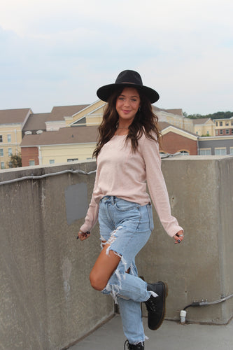 Pink Top w/ Lace Up Back