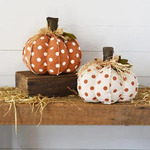 12” Orange/White Polka Dot Pumpkin