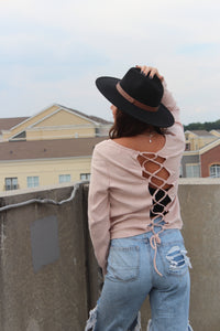 Pink Top w/ Lace Up Back