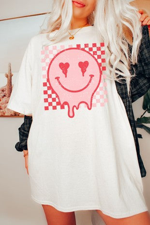 Checkered Smiley Oversized Tee