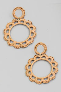 Floral Raffia Circle Earrings