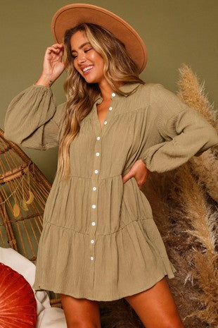 Button Ruffle Dress